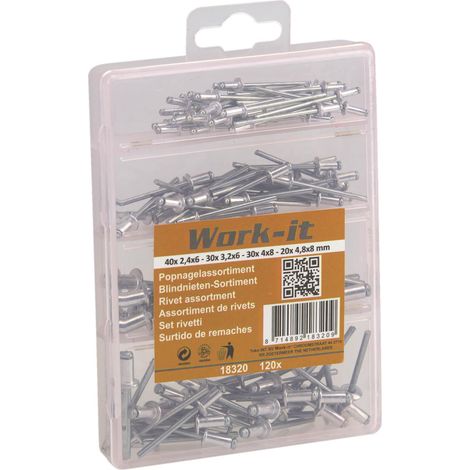 Work-it Blindnieten Sortiment 120 teilig Nieten Popnagel Set (1/4)