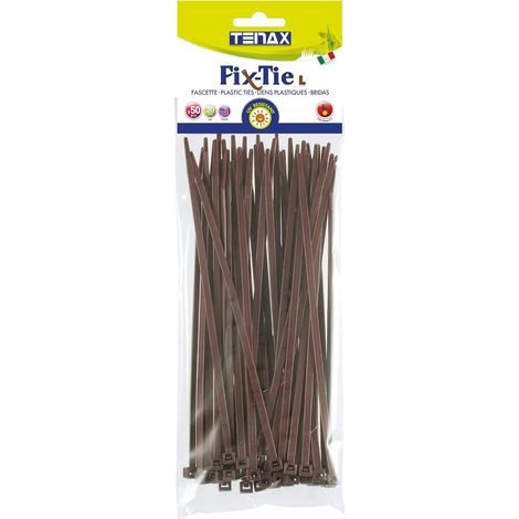 50 - Attache Plastique - Serre-câble Jardin - Fixation Filets Clôtures Haies - Résistant UV Intempéries - Marron - 20x0,48cm
