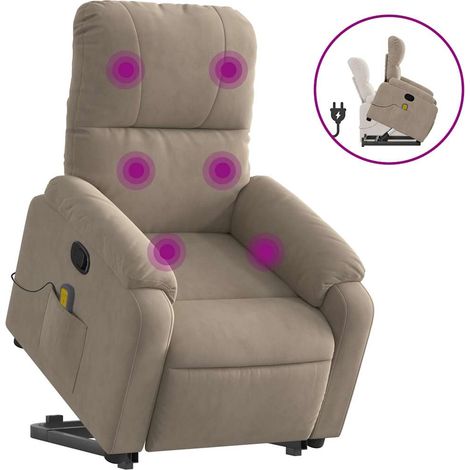 Fauteuil de Salon,Chaise,Fauteuil inclinable de massage taupe tissu microfibre CFW643914 (1/5)