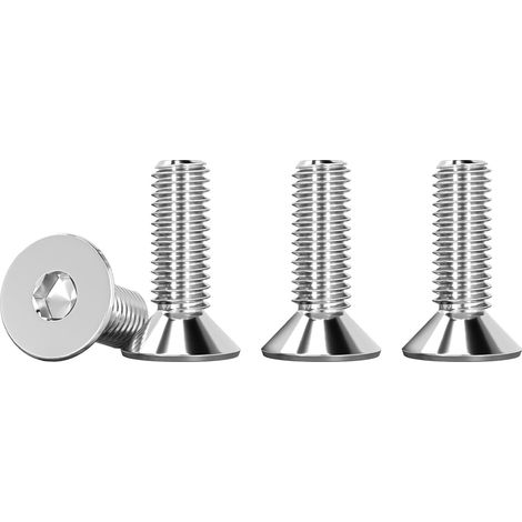 100 piezas M5 X 16 mm Tornillos de cabeza avellanada, cabeza hueca hexagonal, acero inoxidable plateado A2 V2A, rosca completa DIN 7991 / ISO 10642 Tornillos hexagonales (1/5)