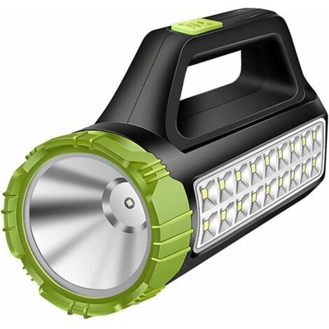 QORVA-Lampe torche rechargeable à main, utilisant des LED haute luminosité, lampe à double usage, économie d'énergie intelligente, longue durée de veille pour l'extérieur et le camping