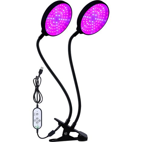 Lámpara de cultivo LED de espectro completo, función de encendido/apagado automático, 5 niveles de brillo, resistente al agua, con pinza y brazo flexible (4/8/12 h). (1/5)