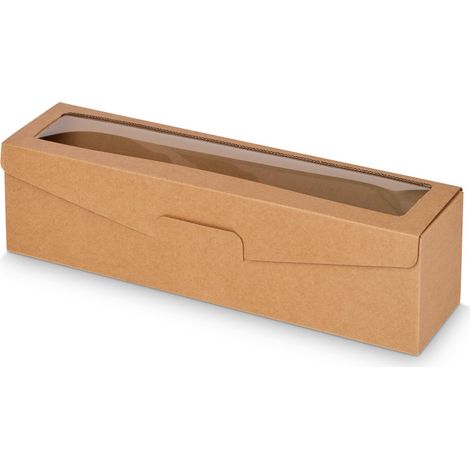 500 x Präsentkarton für 1 Flasche 380x95x90 mm Kraftpapier Fenster Natur