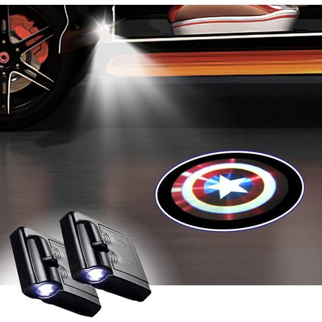 2 projecteurs de logo lumineux pour portières de voiture Captain, projecteurs LED universels sans fil pour portières de voiture avec logo de bienvenue (1/5)