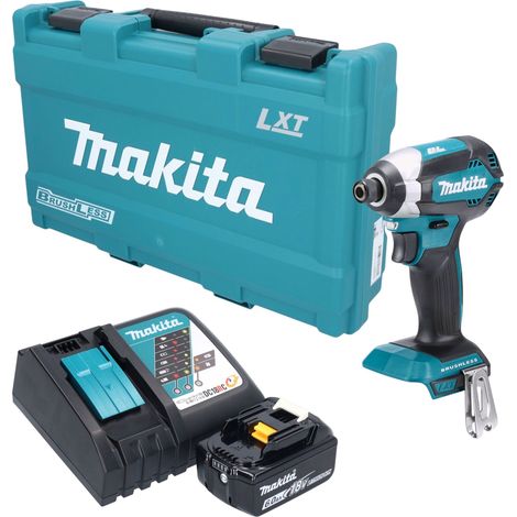 Atornillador de impacto a batería Makita DTD 153 RG1K de 18 V, 170 Nm, 1/4", sin escobillas + 1 batería de 6,0 Ah + cargador + maletín (1/5)