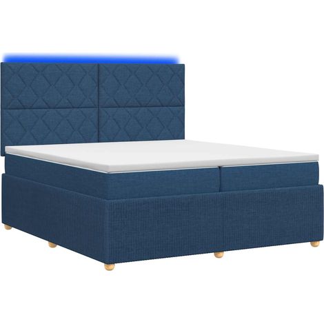 Letto Box Spring LED con Materasso Blu 200 x 200 cm Tessuto vidaXL (1/5)