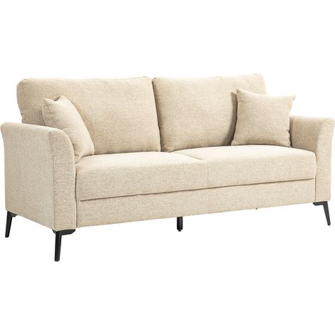 2-Sitzer Sofa mit Leinenoptik, dicke Polsterung, bis 360 kg, 179 x 80 x 89 cm, Beige