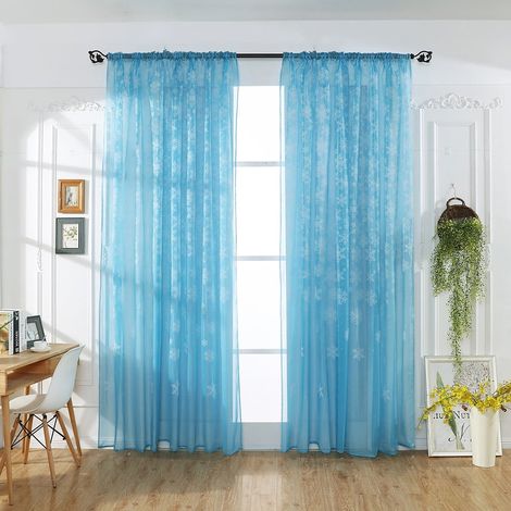 Rideau Voile - Motif Flocon De Neige - Pour Fenêtre Ou Porte - Poche Pour Tringle - 80 cm x 200 cm - Gris - 1 Pièce (1/5)