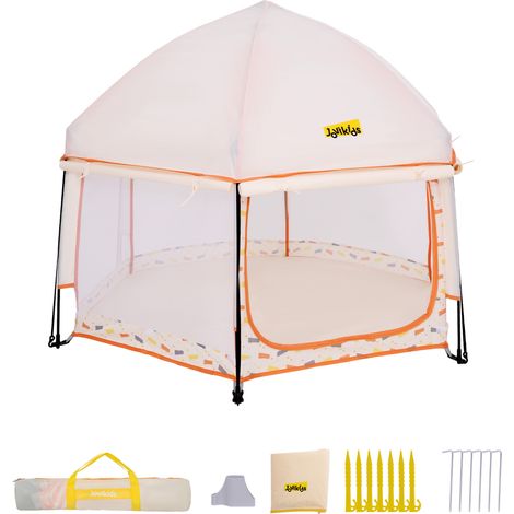 Parc pliant pop-up pour bébé avec auvent, tente pour enfants hexagonale 150x150x105 cm, avec sac de transport (1/5)