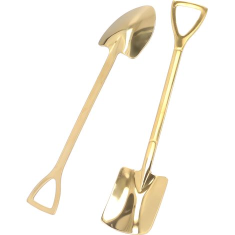 Lot de 2 cuillères à dessert en acier inoxydable robuste et durable, finition brillante, design ergonomique, idéales pour les desserts. Couleur : or. (1/5)