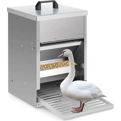 Wolketon 4x Mangiatoia per polli in acciaio zincato – Mangiatoia automatica da 5 kg con pedale e protezione impermeabile per polli e altro pollame