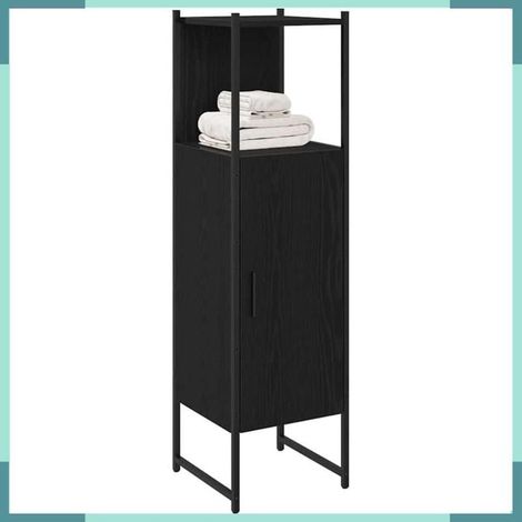 Meuble de salle de bain - 863122 - Chêne noir - 3 étagères - Cadre acier (1/5)