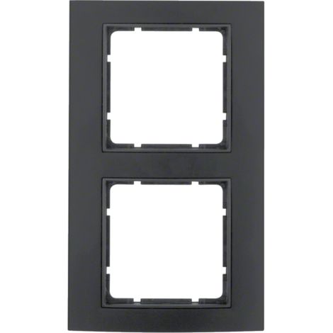 HAGER B3  CADRE 2 POSTES ALUMINIUM NOIR ANTHRACITE