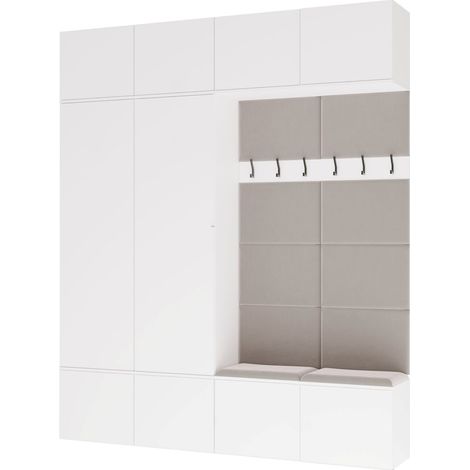 HAGA IV 2Sz2W - 2x Armario + 2x Barra De Armario - estantes - 200x35x238 cm - BLANCO (1/5)