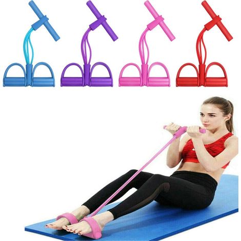 Appareil de musculation pour abdominaux à 4 tubes avec pédales, corde de traction, bandes de résistance, extenseur de poitrine (1/5)