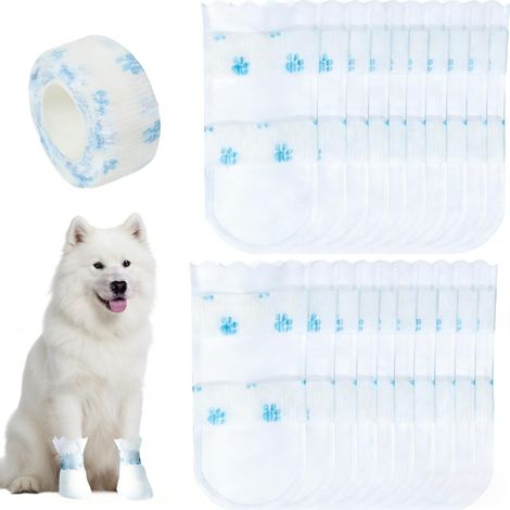 Pack of 20 disposable dog socks: waterproof boots to protect injured paws, prevent licking, and provide wound care for dogs weighing between 7.3 and 17.2 kg – for indoor and outdoor use (1/5)