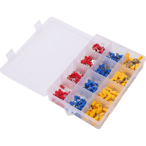 Kit de 240 cosses à anneau mixtes à déconnexion rapide pour fils isolés, destiné à l'industrie électrique. (1/5)