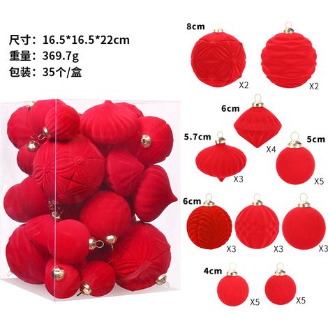 Décorations de Noël, coffret cadeau de 35 boules de Noël floquées de qualité supérieure, pendentif pour sapin de Noël