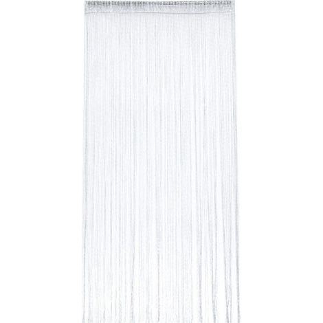 Rideau de porte occultant anti-mouches 100 x 200 cm Moustiquaire pailletée en polyester Décoration murale pour intérieur blanc (1/4)