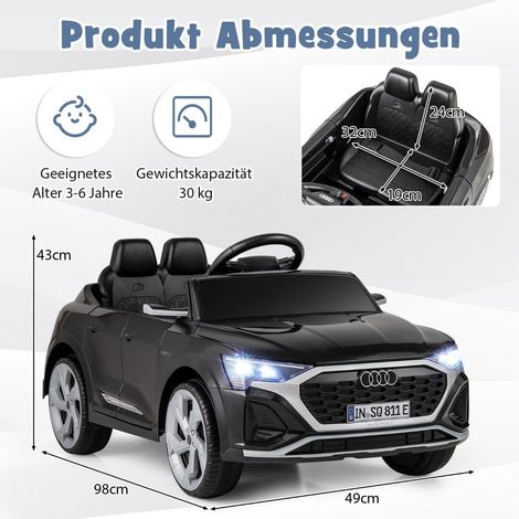Audi SQ8 Kids Electric Car, 12V, Remote Control, Black (1/5)