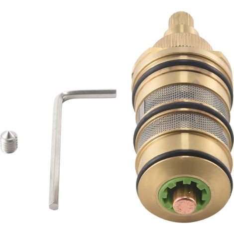 Cartouche Thermostatique de Douche et Poignée en Laiton - Longueur 83 mm, Finition Dorée, pour Mitigeur de Douche et Barre de Bain (1/5)