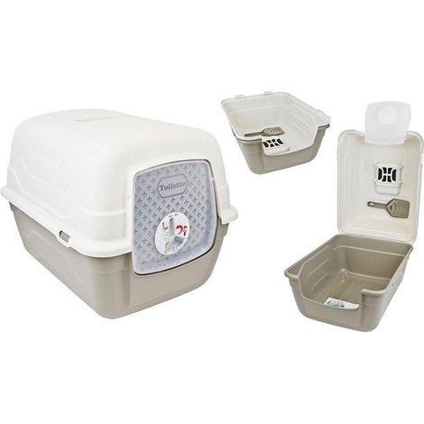 Bacinella igienica coperta in plastica con filtro al carbone paletta inclusa modello Roto Toilet per gatti (1/4)