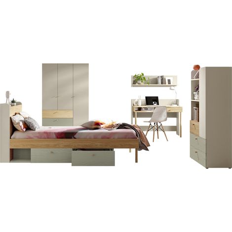 Conjunto de dormitorio infantil Domcali 116, Gris + Roble (1/5)