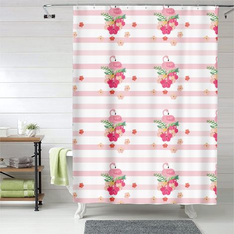 Rideau de douche flamant rose décoratif doux, rideau salle de bain imperméable, 90x180 cm (1/5)