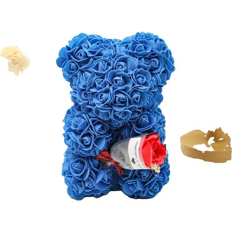 Bouquet de nounours en rose, cadeau élégant pour les célébrations, décoration intérieure, Bleu (1/2)