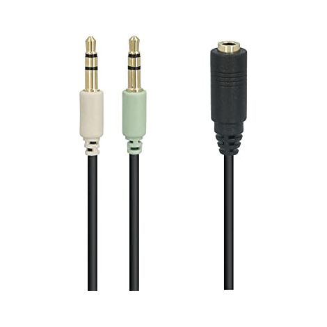 Audio adattatore (cuffie  notebook), collega le cuffie stereo (spinotto jack da 3,5 mm, 4 pin) al PC o al notebook. Lunghezza del Cavo 0.4 m (1/4)