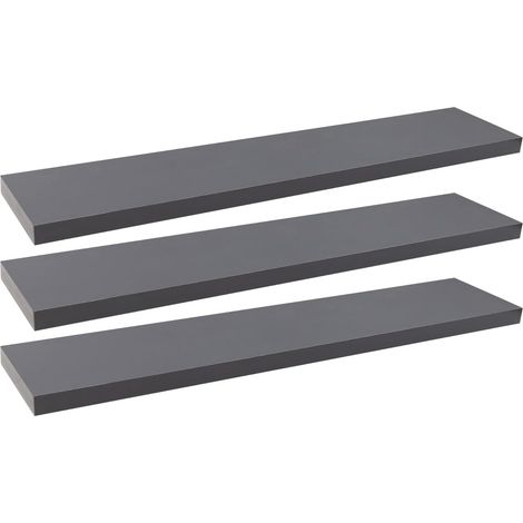 WOLTU Estantería de Pared de MDF Juego de 3 Negro 60x22.9x3.8cm