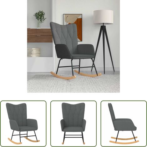 vidaXL Chaise de relaxation - Chaise à bascule Gris foncé Tissu (1/5)