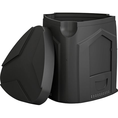 Compostiera da Giardino 78x75x78 cm Triangolare Girevole con 3 Porte in PP Nero (1/5)
