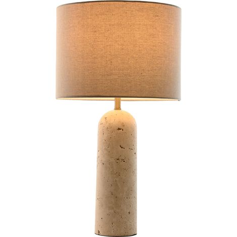 Lampara Sobremesa Marmol Lino 35X35X64 Beige (1/5)