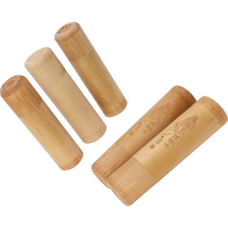 Set aus 12 Bambus-Reisedosen, 12 cm lang, Behälter für Kaffeebohnen und Nüsse: 2 Dosen mit Orchideenmuster, 3 leere Dosen. (1/5)