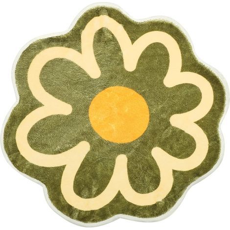 Tapis de bain antidérapant à motif fleur - Polyester décoratif facile d'entretien - 60 x 60 cm Vert - Pour salle de bain et entrée (1/5)