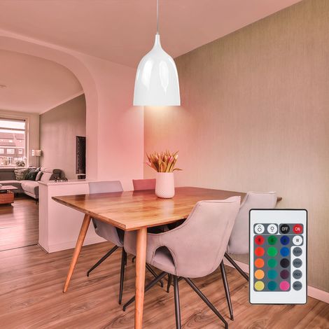Pendel Beleuchtung Fernbedienung Wohn Zimmer Hänge Lampe dimmbar im Set inkl. RGB LED Leuchtmittel