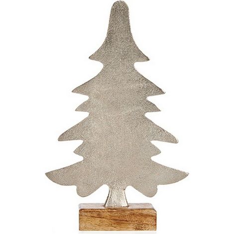 Oggetto decorativo - Albero di Natale - Metallo argentato - 6 x 25,5 x 16 cm - Per Natale