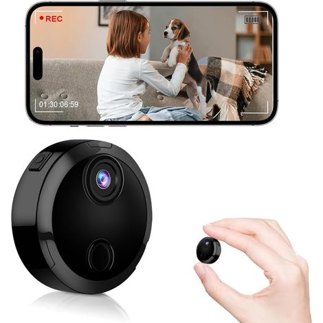 1pcs Mini Camera Espion sans Fil, Mini Caméra Espion Surveillance Interieur/Extérieur sans Fil avec Vision Nocturne Détection Mouvement, 1080p Micro Petite Camera Espion Discrete Bebe Maison Chat (1/5)