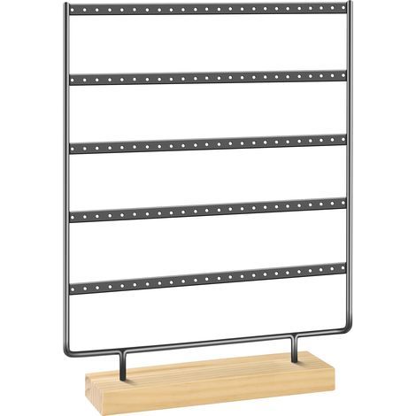 Porte Boucle D'oreille, Organisateur De Bijoux à 5 Niveaux, à 120 Trous, Presentoir Boucle D'oreille Avec Base En Bois, Boucles D'oreilles Pour Le Rangement à Domicile Ou L'affichage En Magasin (1/5)