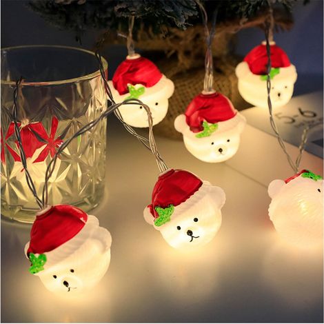 Guirlande Lumineuse Tête De Père Noël - 3 M - 20 Ampoules Led - Étanche Ip44 - Pour Intérieur Et Extérieur - 1 Pièce (1/5)