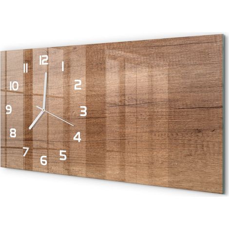 Horloge Murale Design Original 60x30 cm Verre Trempé Silencieuse Salon Arrière-plan en bois (1/5)