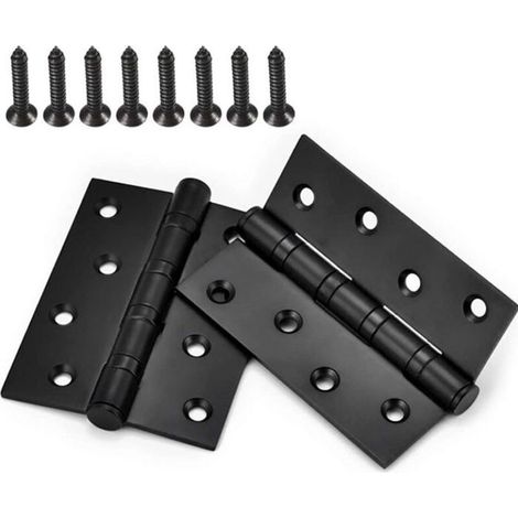 2 Pcs Charnière de Porte à Roulement à Billes Noir en Inox Charnières Portes Pliables pour Meubles Grange Garage avec Vis (1/5)
