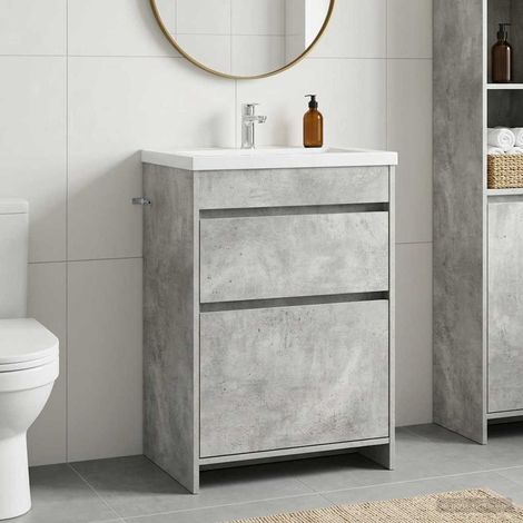 vidaXL Meuble sous lavabo de salle de bain Gris béton (1/5)