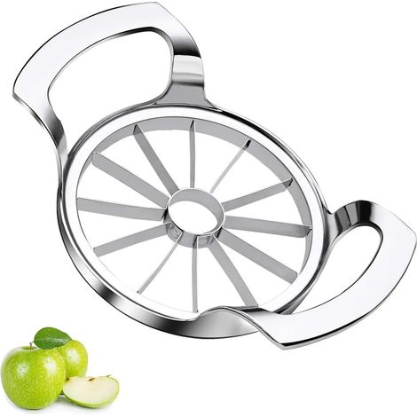 Cortador de manzanas en acero inoxidable Cortador en 12 porciones iguales Descorazonador de manzanas para manzana, patata, cebolla (1/4)