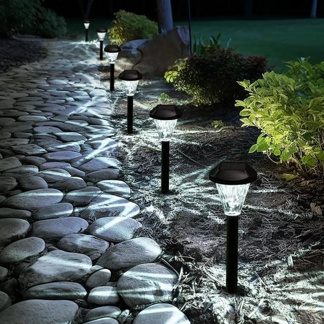 Set of 10 waterproof outdoor solar lights, perfect for patios, lawns, yards, and landscapes.
