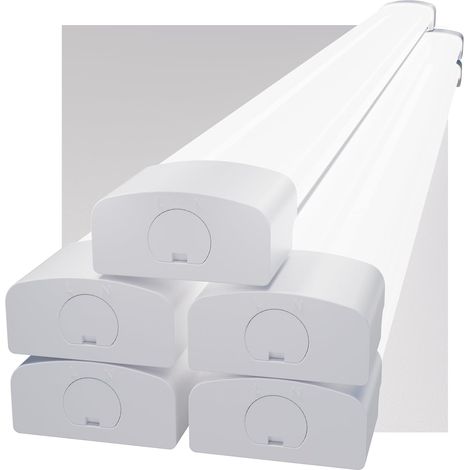 Modlicht 5er Pack LED Feuchtraumleuchte Weiß 60cm 18W 5000K,PC,IP65,110lm/W,ultraflach LED-Röhren mit Verbindungskabel,für Garage Werkstatt Keller [Klasse E]