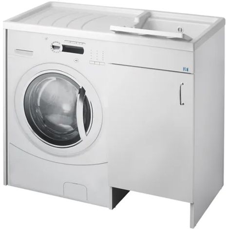 MOBILE LAVATOIO COPRILAVATRICE IN BILAMINATO BIANCO CON LAVATRICE A SINISTRA E VASCA A DESTRA - COPRILAVATRICE A SX E VASCA A DX L=109CM P=60CM H=92CM  - CER