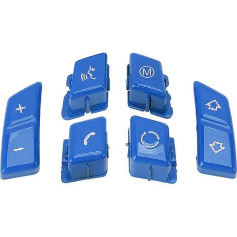 Luocute Auto-Lenkrad-Bedienschalter M-Taste Ersatz, 6-teiliges sportliches dekoratives Interieur-Lenkrad-Bedienknopf-Set für 1er 3er E90 E92 E93 M3 (BLAU).
