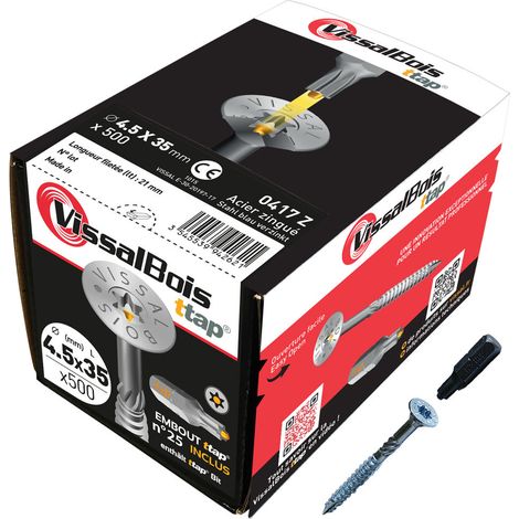 Boite de 500 vis agglo Torx25 zinguées à filetage partiel torx/ttap ailette 35/40/45/50mm - diam 4.5 mm (1/5)